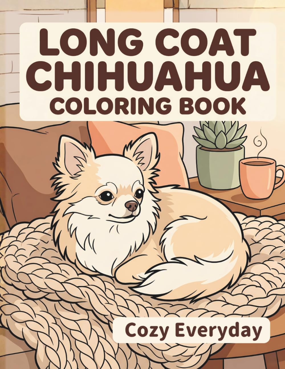 Long Coat Chihuahua Coloring Book: Cozy Everyday: A Cozy Bold and Easy Coloring Book for Adults and Seniors Featuring Cute and Simple Dog Designs for Stress Relief and Relaxation