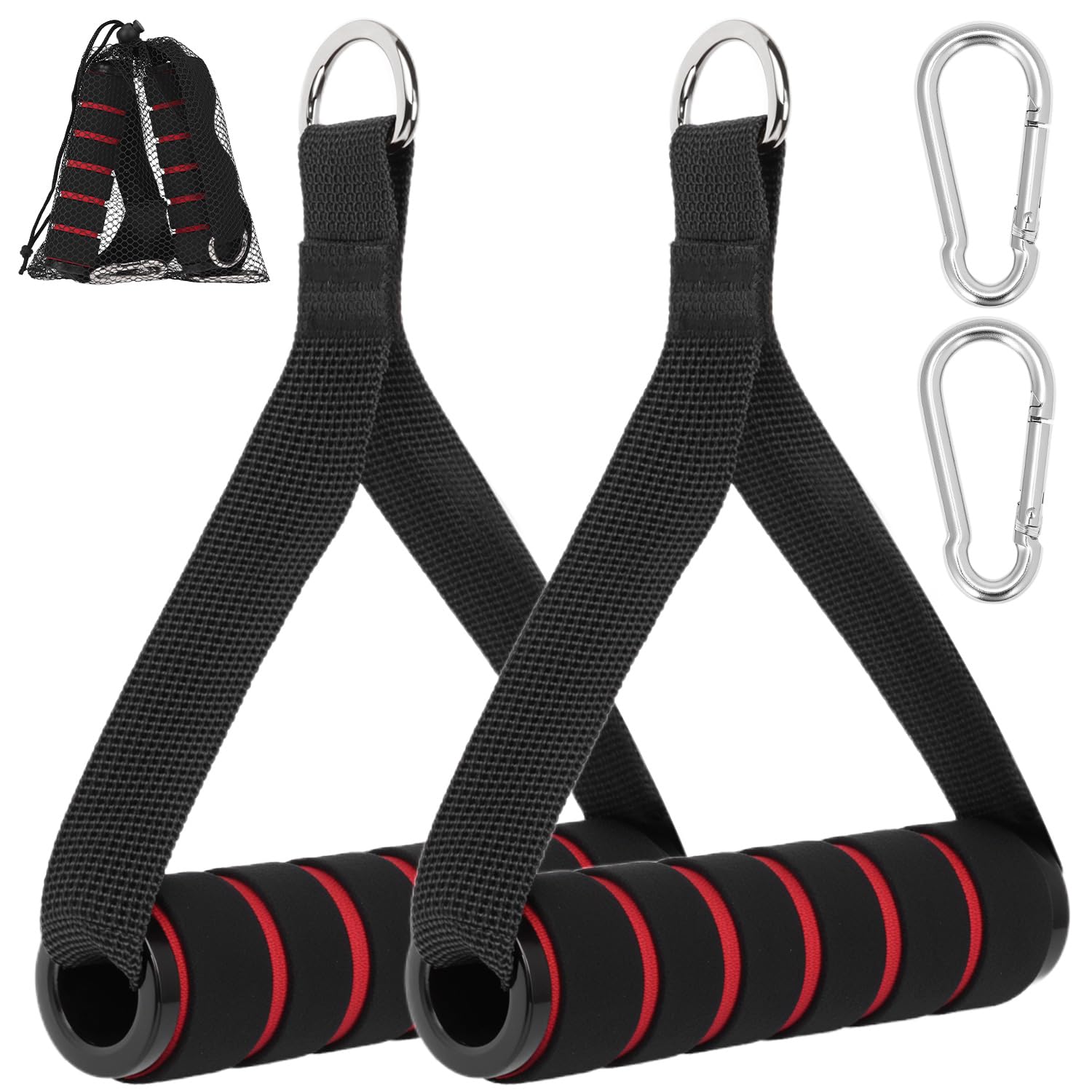QWORK® 2 Pezzi Maniglie a Fascia di Resistenza, 2 Pezzi Ganci, Fitness di Esercizi Maniglie, accessori per il fitness, per pilates, bodybuilding