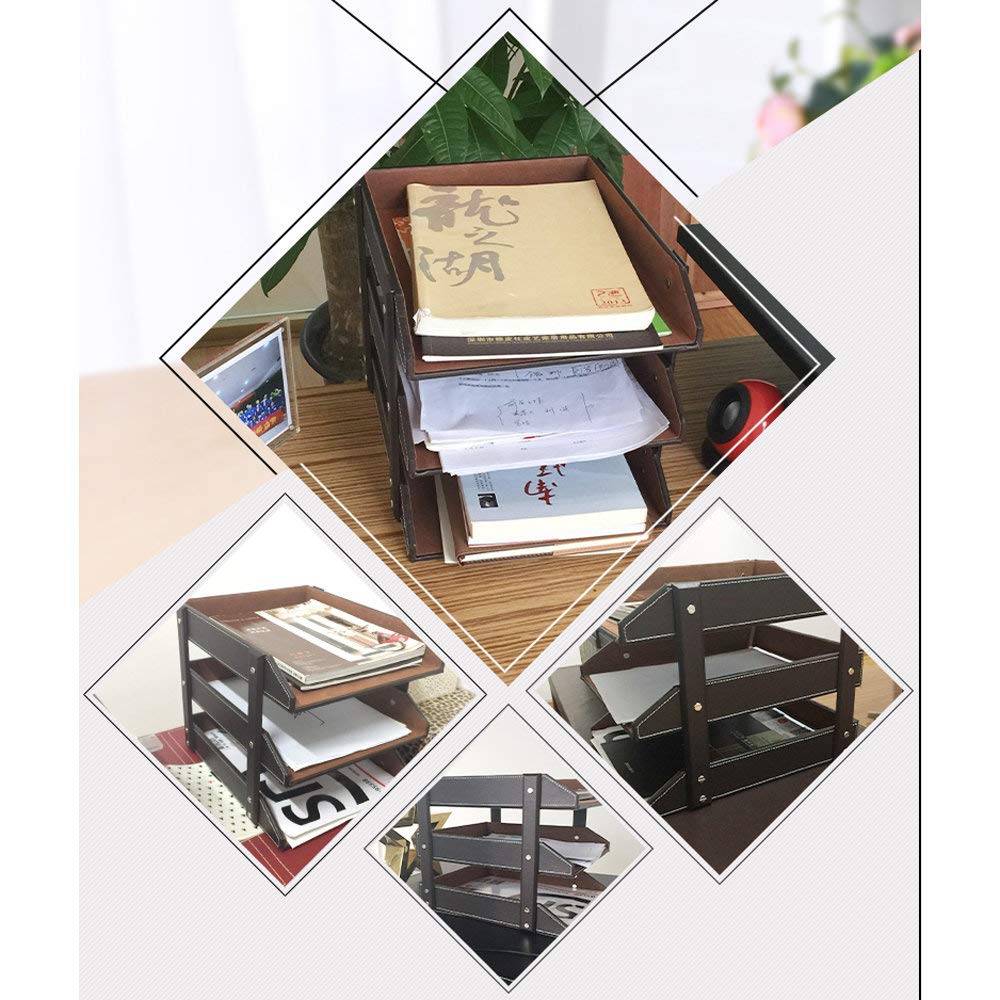 Supporti Per Impilare Vassoi Per Lettere, Porta File Retrò Desktop Multi-layer Di Office Vassoio Per File Document Magazine Scatola Di Immagazzinaggio,Brown-27×33×27cm(11×13×11inch)