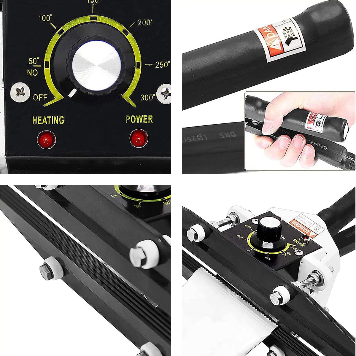 Ręczna zgrzewarka zaciskana, przenośna zgrzewarka 800 W, szerokość uszczelnienia 10 mm, temperatura 0-300 ℃, do folii aluminiowej/torby papierowej Kraft