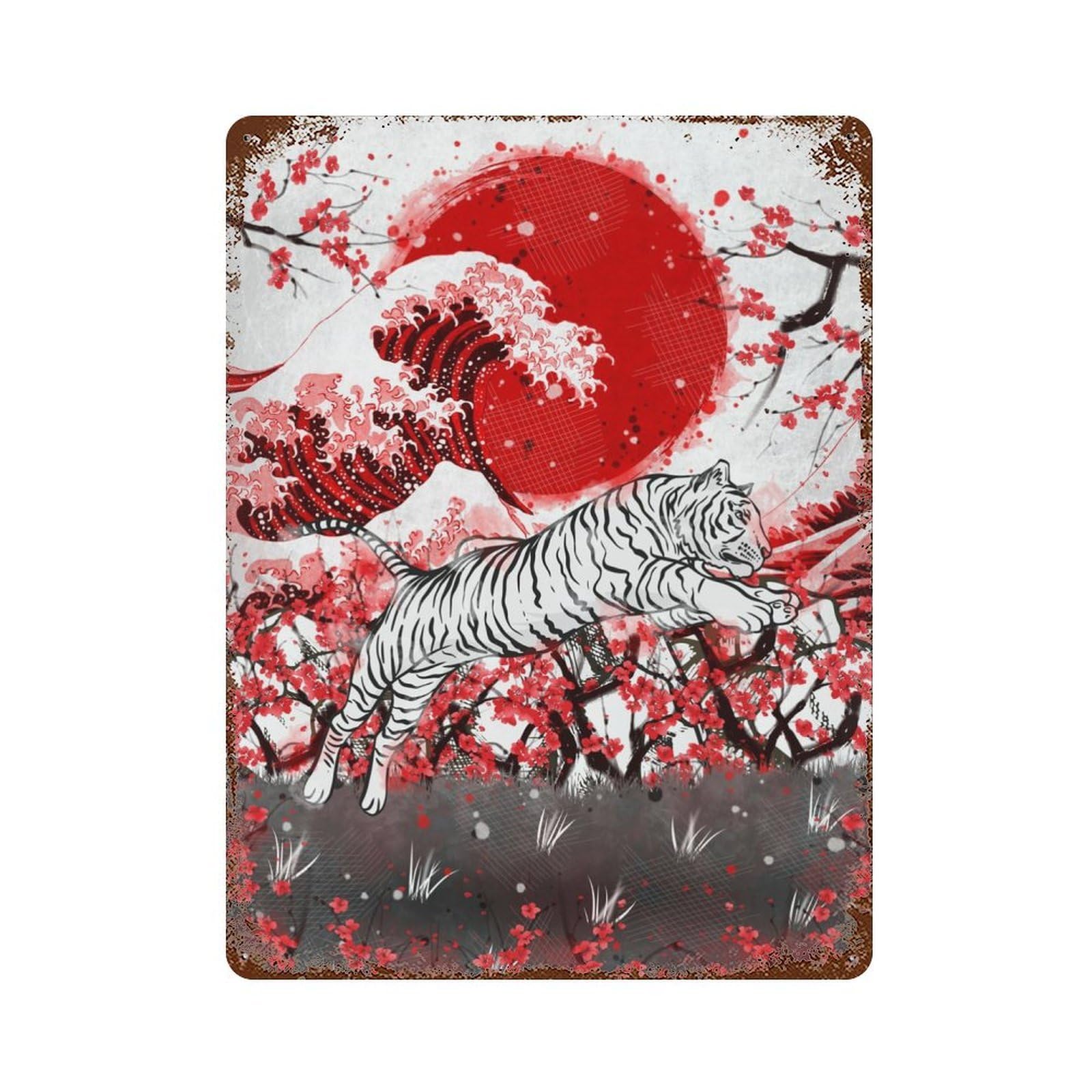 Water Tiger Distressed Metal Wall Sign 15.7"x11.8", Rustic Home Decor for Farmhouse, Kitchen And Entryway Decor