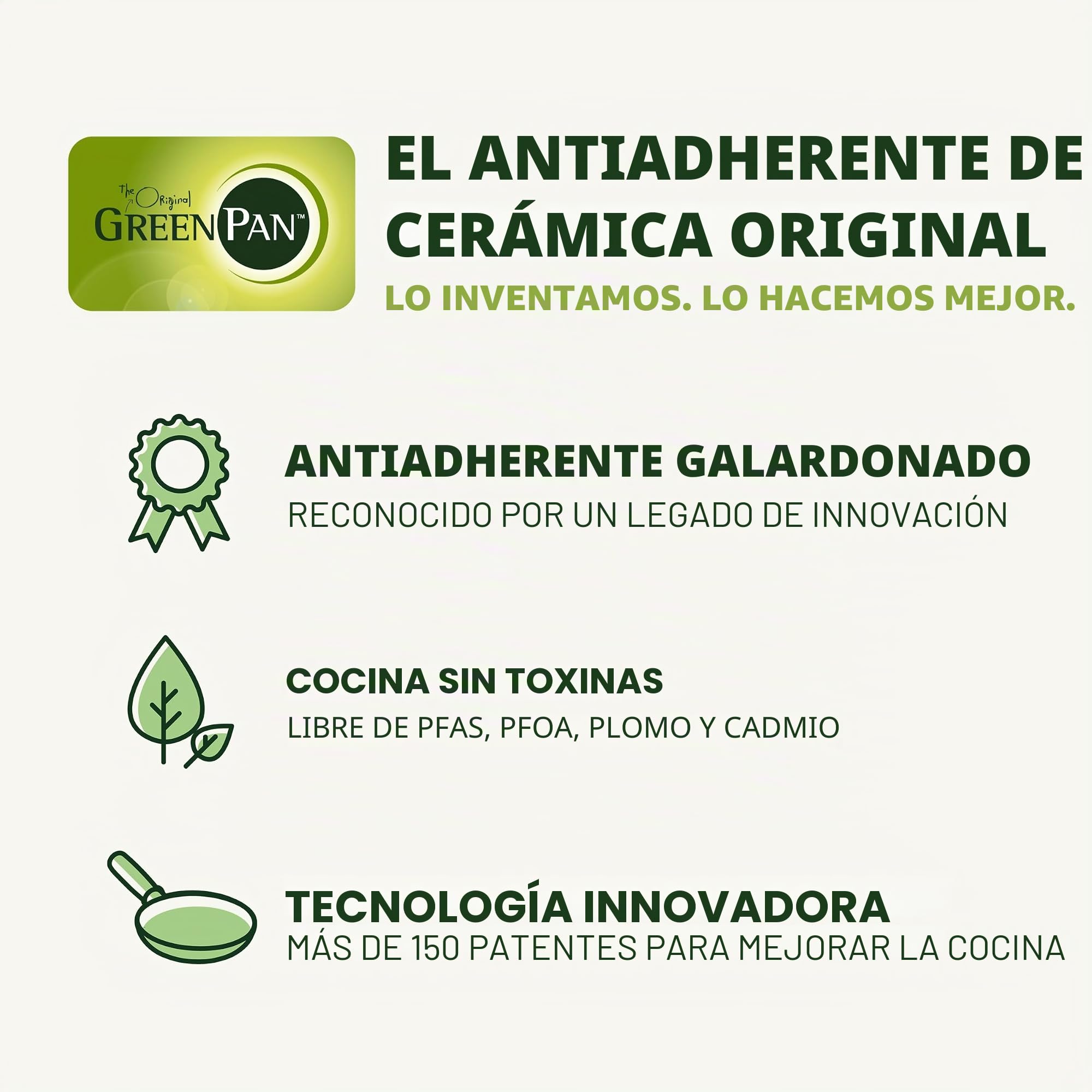 Greenpan Dover - Juego de sartenes antiadherentes de cerámica saludable, de 8 y 10 pulgadas, sin PFAS, aptas para lavavajillas, mango de agarre cómodo, color blanco crema