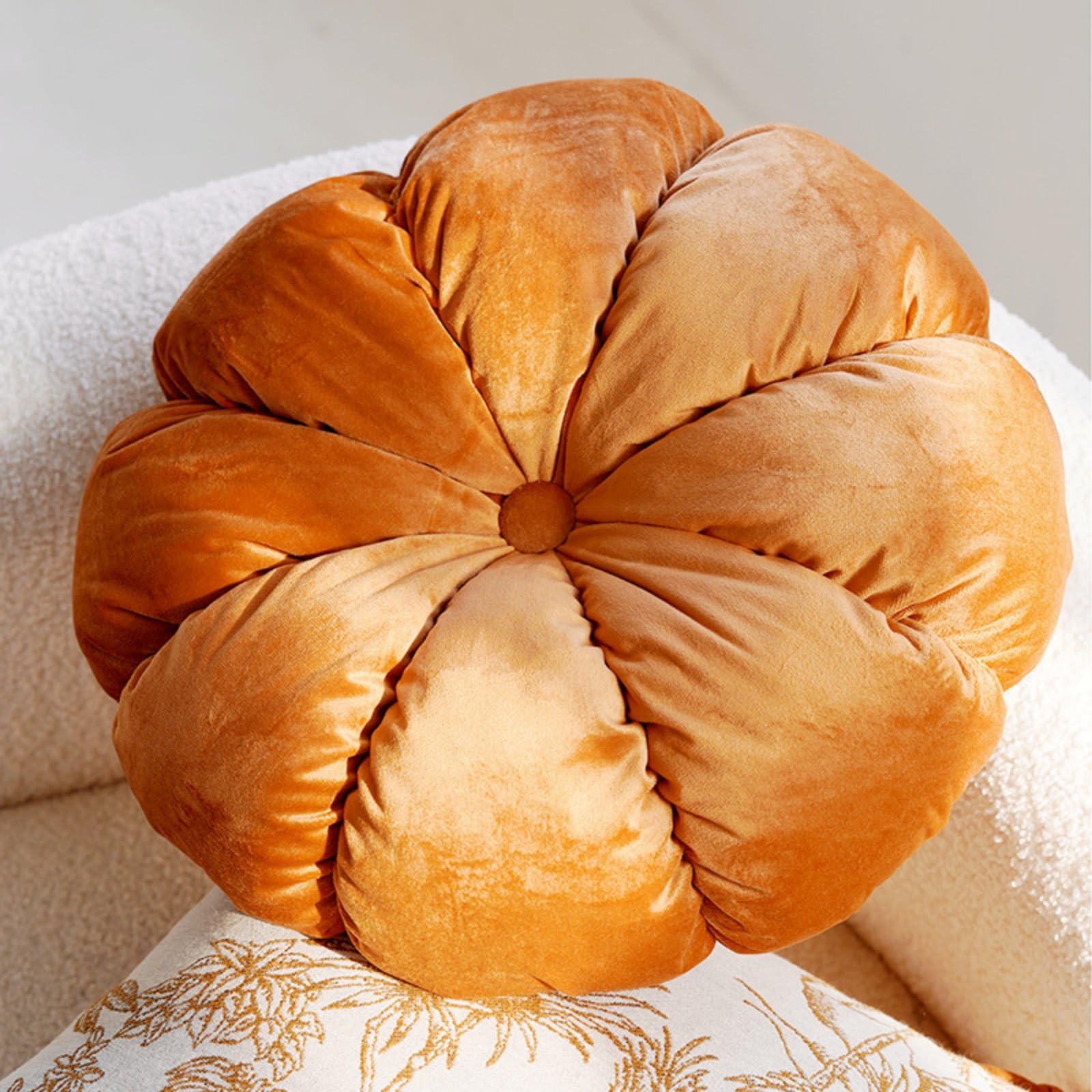 Coussin rond de canapé citrouille marron salon lit 40cm lot de 4