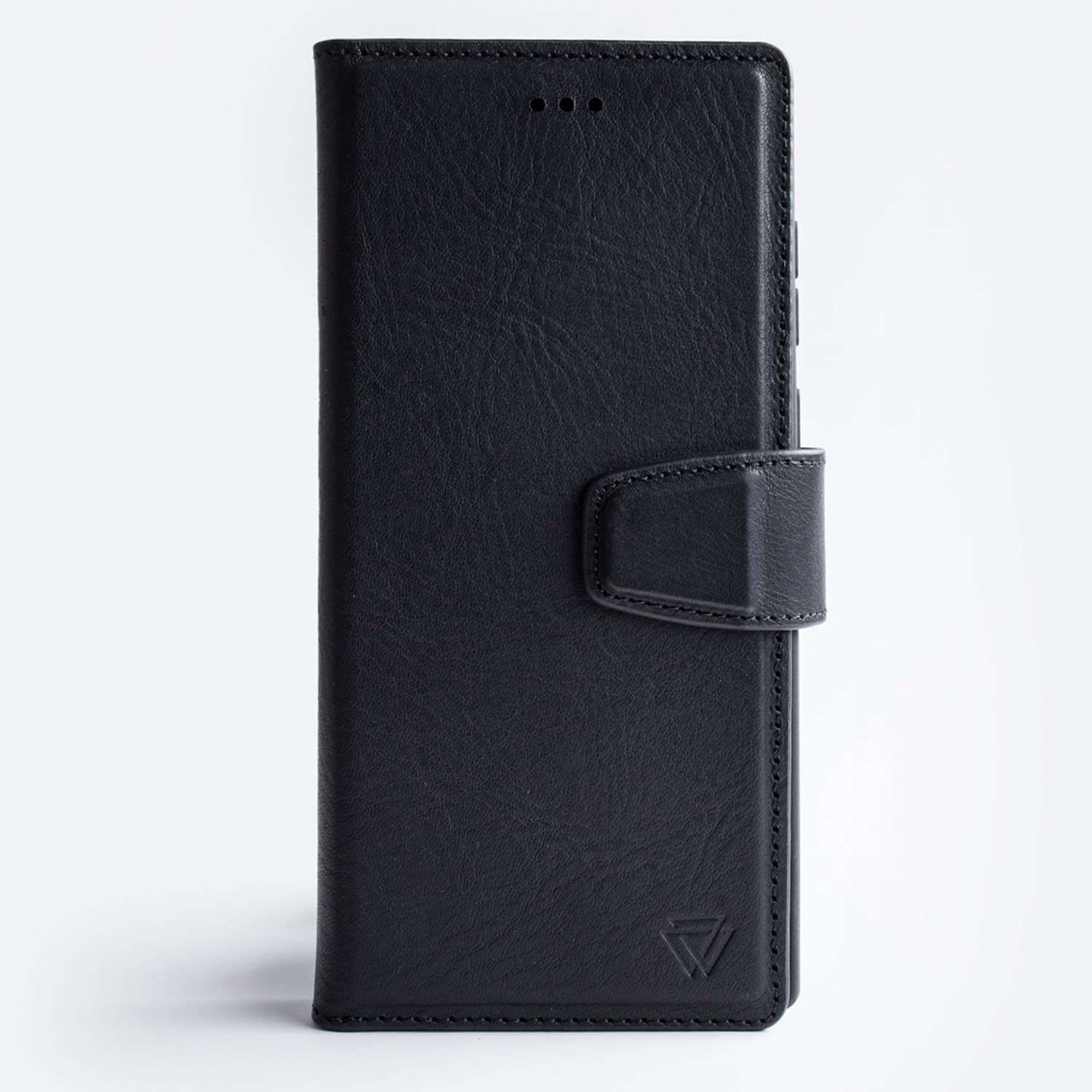 WACHIKOPA Wallet Case for Samsung Galaxy S25 Ultra, Handmade, Full Grain Genuine Leather, 4 Card Holder, Kickstand, Shockproof Protection (Black)