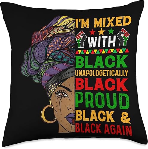 Miniatura 4 de Im Mixed with Unapologetically African Pride Black History Throw Pillow, 16x16, Multicolor
