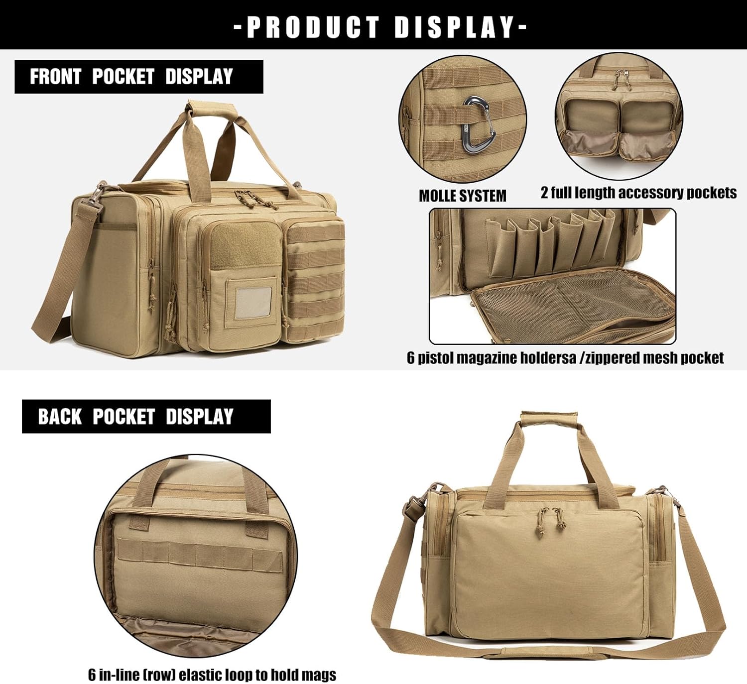 Gun Range Bag for Handguns and Ammo Tactical Pistol Case Shooting Range Duffle Bags Large Handguns Magazine Ammo Gear Accessories Pouch for Hunting Shooting Range Sport - Image 5