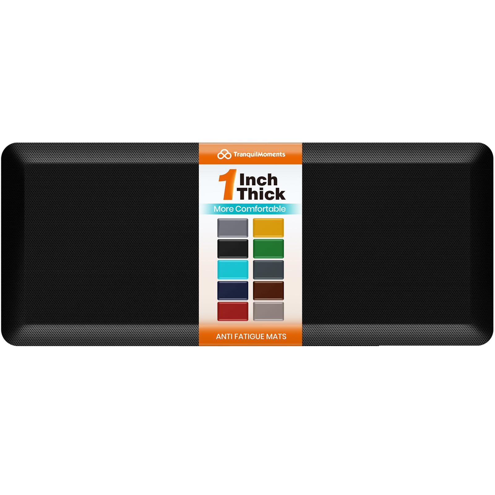 1-Inch Thick Anti-Fatigue Mat for Kitchen and Standing Desk, 20"x48", Black
