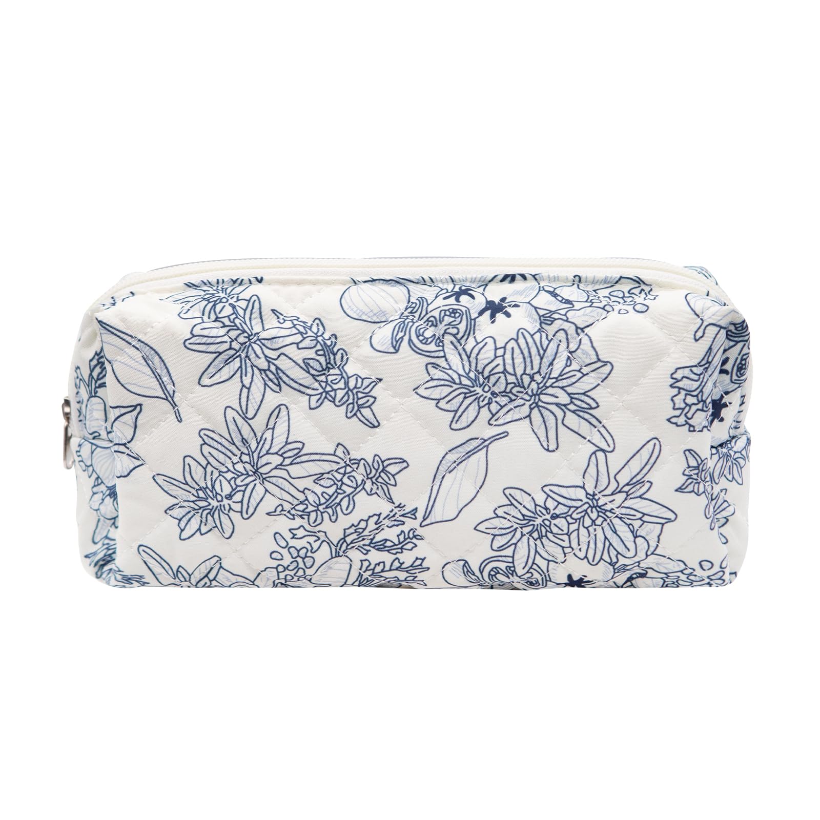 LJCZKA Floral Pencil Case for Girls Women Small Flower Pencil Pouch, Cotton Quilted Makeup Bags for School College Travel