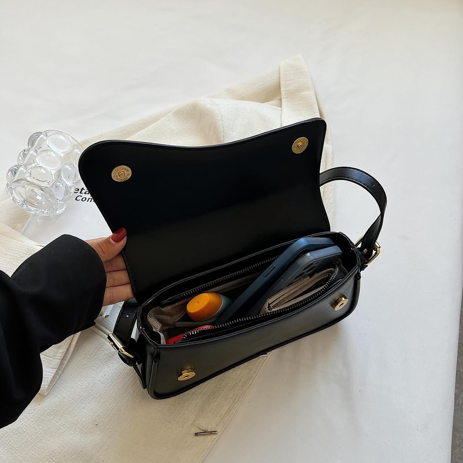 Shoulder Bag for women Y2K Crossbody Vegan Leather Purse Straps Retro Clutch Hobo Hadbags with 2 Removable - Image 6