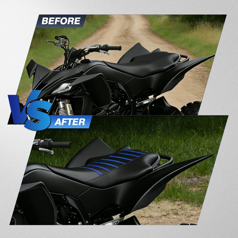 MACHSWON ATV Seat Cover Compatible with Yamaha YFZ450R SE 2013-2024, Motorcycle Protective Seat Cover Compatible with Yamaha YFZ450X 2010-2011, 1 pc PVC, Blue