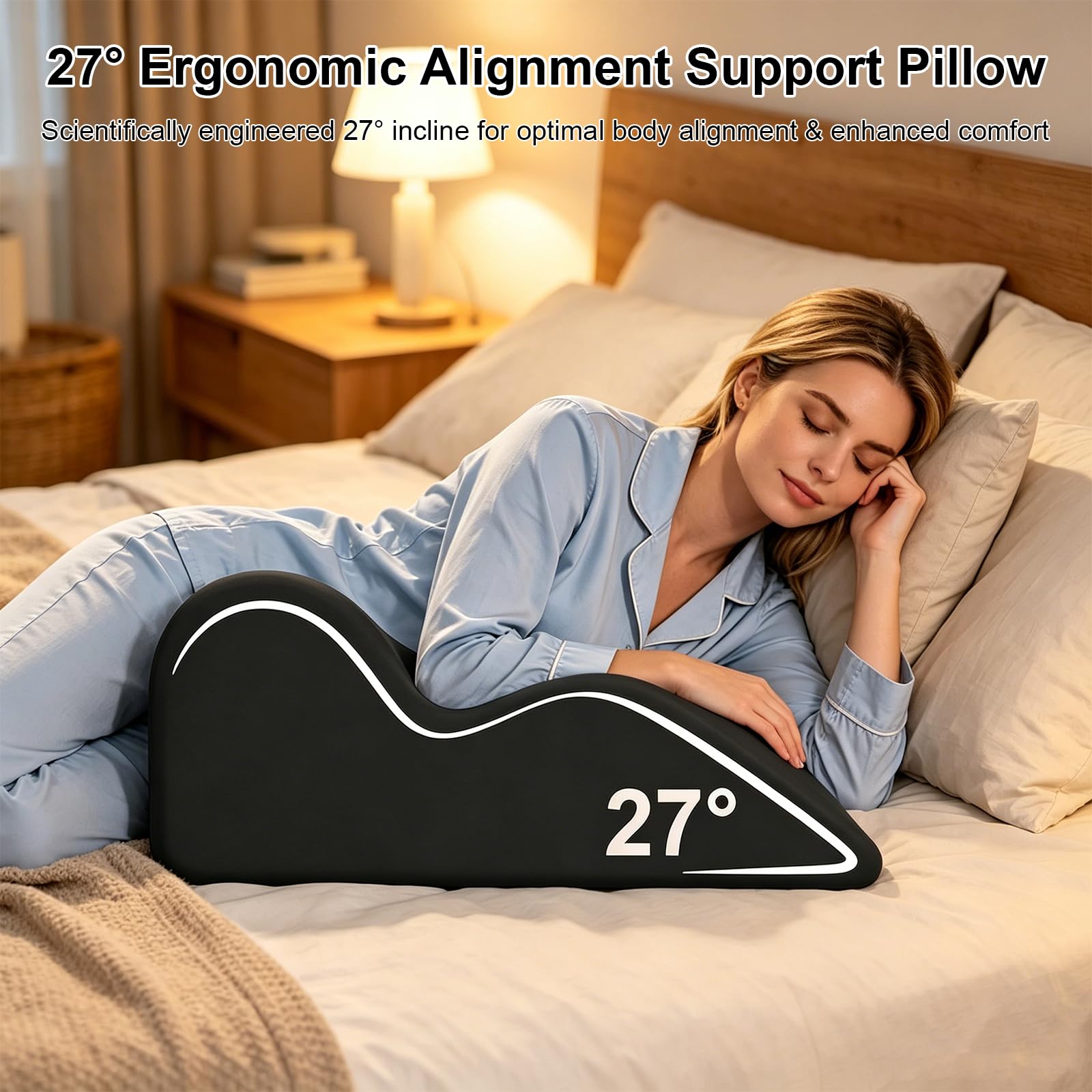 27 ° Paarkissen, Ergonomisches Kissen, Stützkissen für Wirbelsäule und Rücken, Rückenkissen für Mehr Komfort und Nähe, Paare Ergonomic Pillow, Keilkissen aus Memory-Schaum für Bett und Sofa