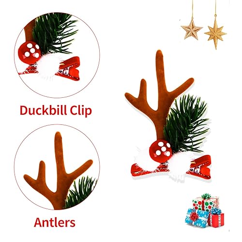 Miniatura 5 de moteeph Pinzas para el pelo de Navidad, tocado de cornamenta de reno, accesorios para el cabello, lindas horquillas para fiesta de Navidad