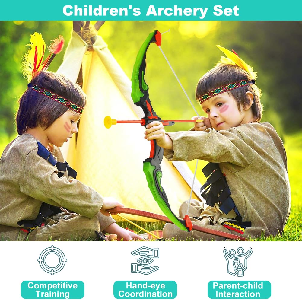 flintronic Arco e Frecce per Bambini, Arco e Freccia, Giochi Tiro per Bambini,Set di Arco Giocattolo con Faretra/Bersagli/Frecce a Ventosa, Gioco di Tiro Interno Esterno Giardino Sport