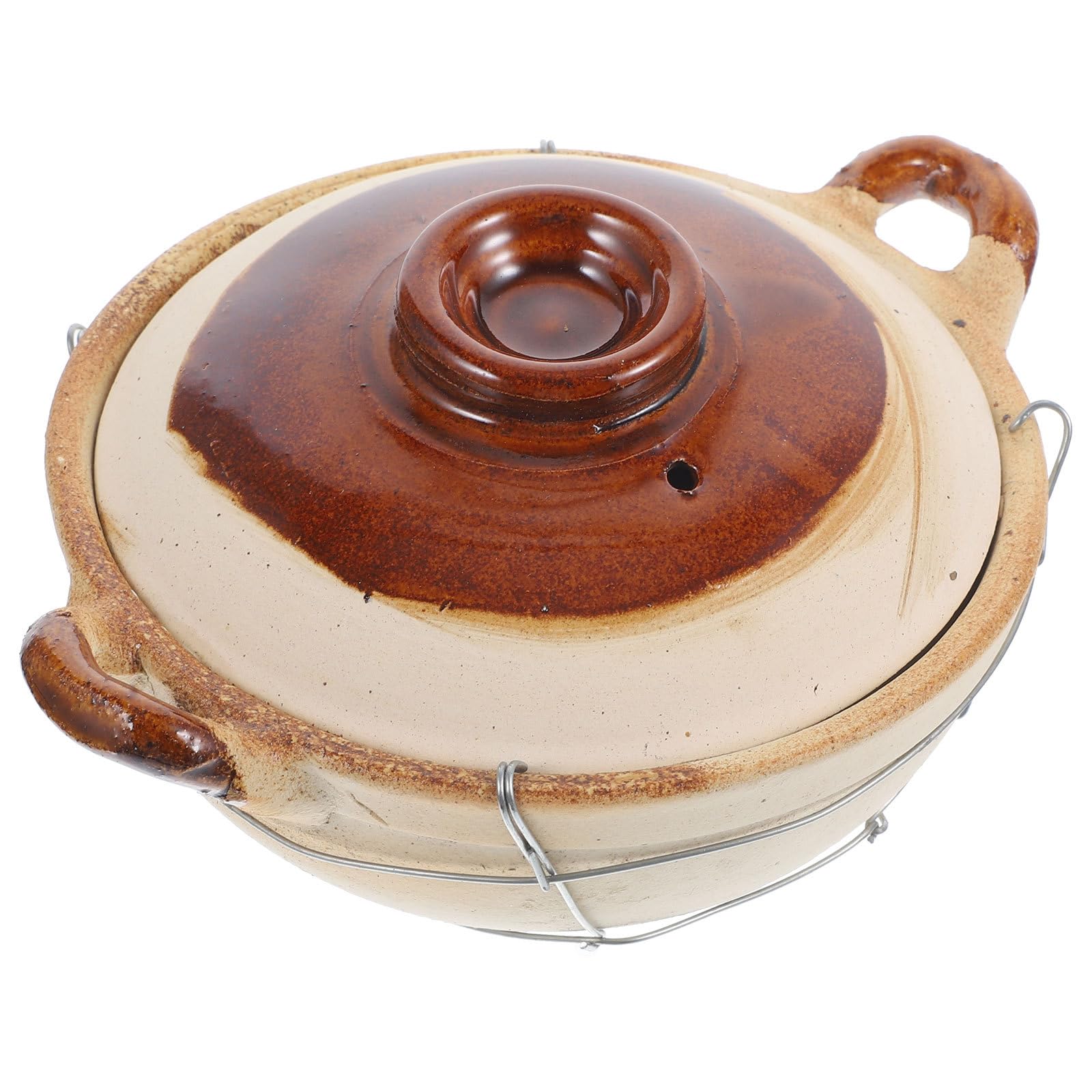 Operitacx Casseruola e Coperchio con Sfiato Vapore con Manico da 0,5l in Terracotta Resistente Alte Temperature Stili multipli per Zuppe e Noodles Stili multipli