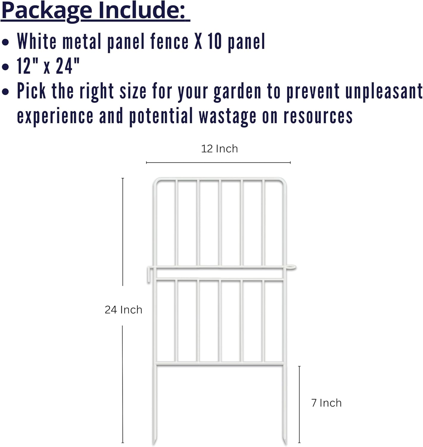 ShopLaLa Garden Fence Border (10 Panels) 12in(L) x 24in(H) Decorative Animal Barrier Fencing for Dogs with Classic Design, Rustproof Metal Wire Flower Bed Edging Yard Landscape Outdoor White Fences