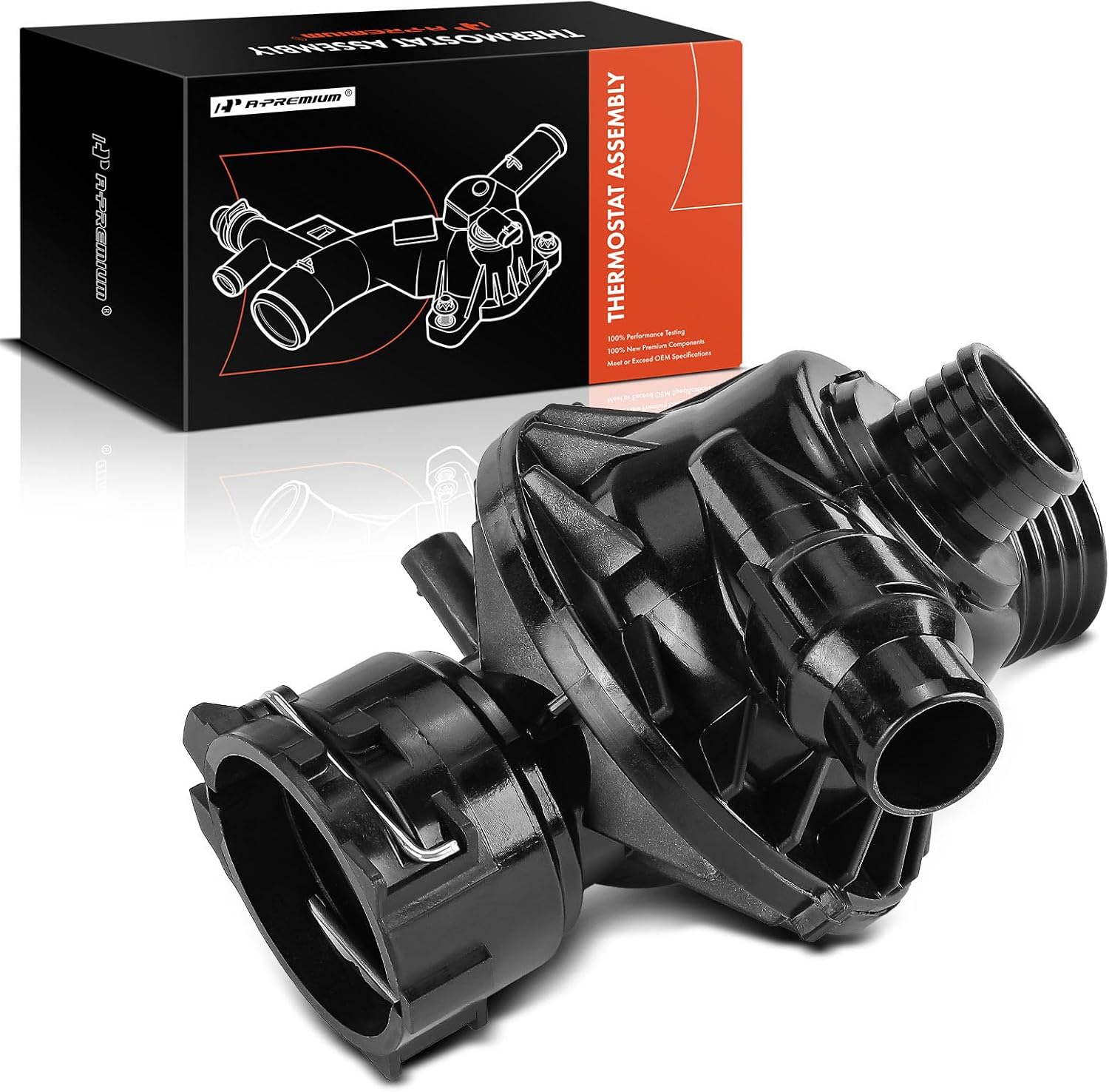 A-Premium Engine Coolant Thermostat Housing Assembly with Sensor Compatible with BMW 335i, 335i GT xDrive, 335i xDrive, X5, 435i, 435i Gran Coupe, 435i xDrive, 435i xDrive Gran Coupe, X6, M2, M235i