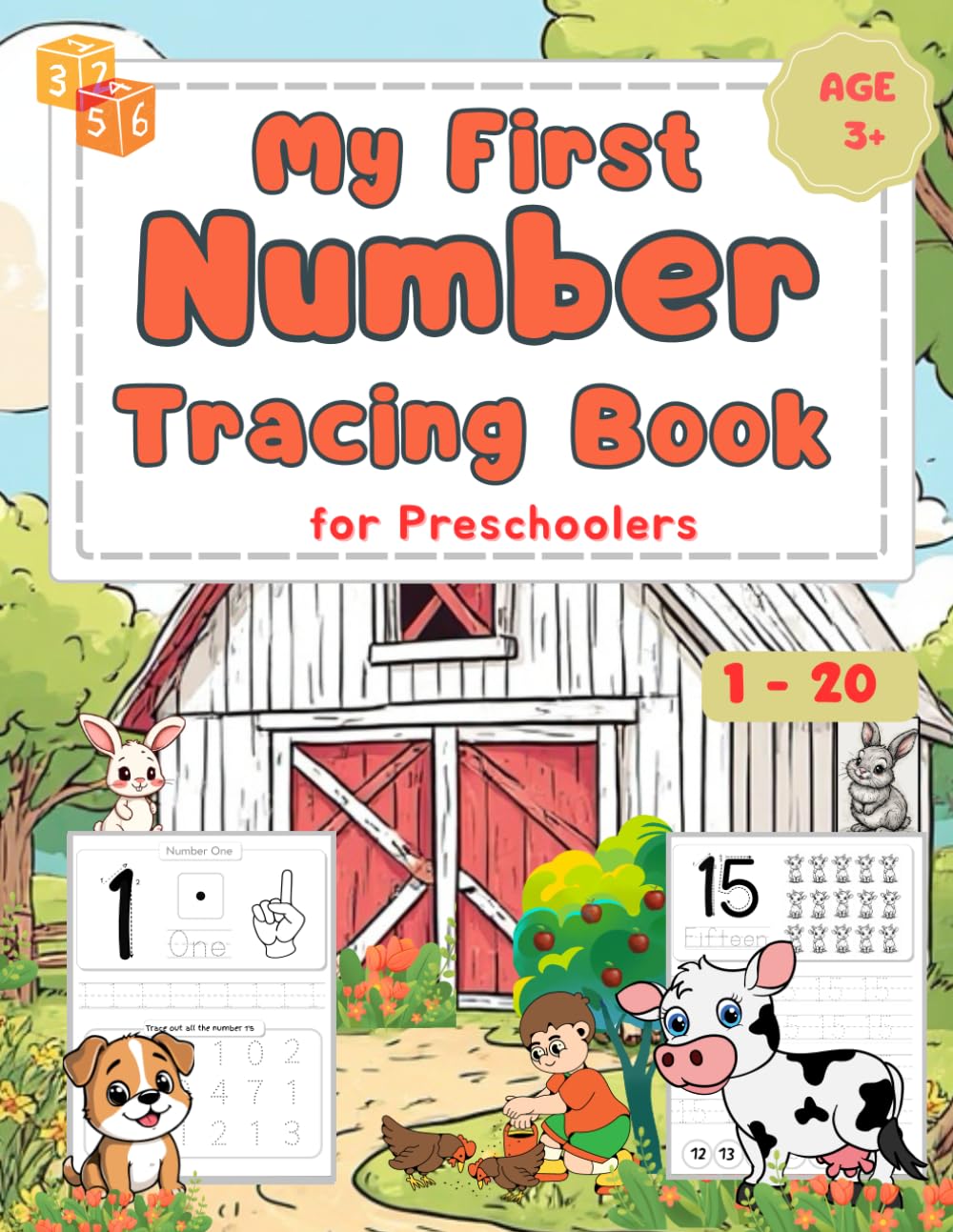 My First Number Tracing Book for Preschoolers: Fun Farm Animal Counting Practice for Kids, Fun Counting & Handwriting Practice