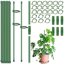 12Pcs Plant Supports for Indoor Plants, 30cm Adjustable Plant Stakes Support Stands with Clips, Adjustable Monstera Support Sticks for Indoor and Outdoor Climbing Plants Stands