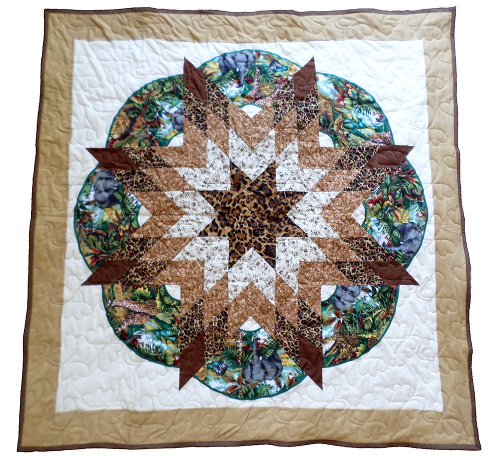 Mountain High Crafts Jungle Safari Animal Baby Toddler Quilt, Star Design, 46