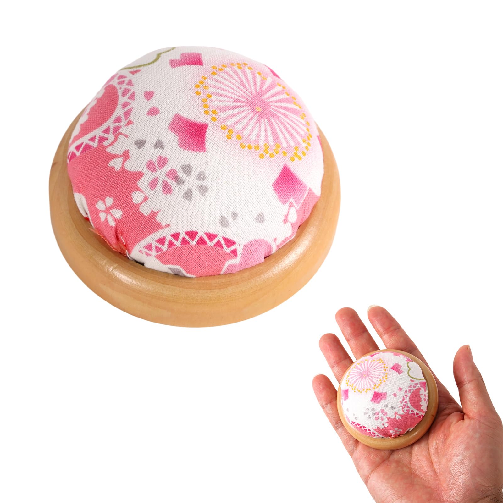 Puntaspilli da Cucito Rotondi con Base in Legno, Accessori Porta Aghi per Quilting