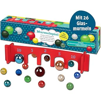 Moses Verlag GmbH 38064 Classic Marbles Game Classic with 26 Glass Marbles and a Wooden Arch Multi-Coloured