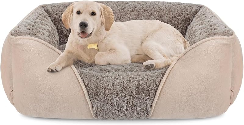 Cama ortopédica rectangular grande para perros medianos y pequeños, lavable, suave y relajante, para dormir con fondo antideslizante L (30 x 24 x 9 pulgadas)