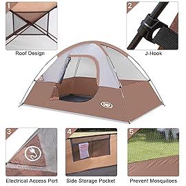 Camping Tent 2 Person, Waterproof Windproof Tent with Rainfly Easy to Set up Portable Dome Tents for Camping