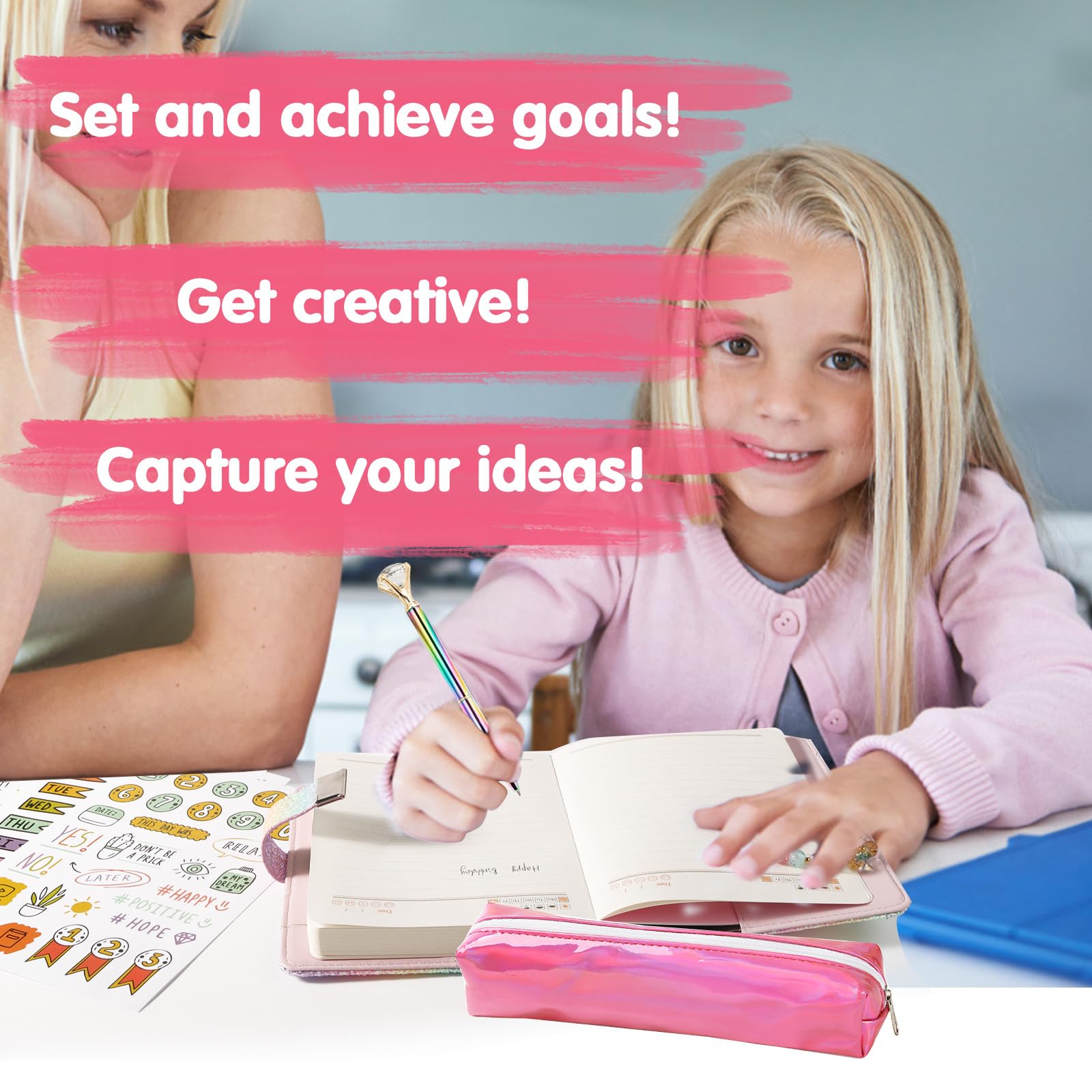 Diario con candado para niñas 7 8 9 10 11 12 13 años, Diario Secreto Niña con codigo para niña adolescentes de 7 a 14 años, Cuaderno Niñas Estuche Pegatinas Bolígrafo Pulsera