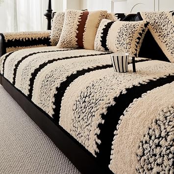 Fluffy Plush Sofa Cover for Pet Washable, Non-Slip Thick Couch Cover for 2-3 Seater Sofa, Machine Washable & Pet-Friendly Couch Protector Furniture Decor