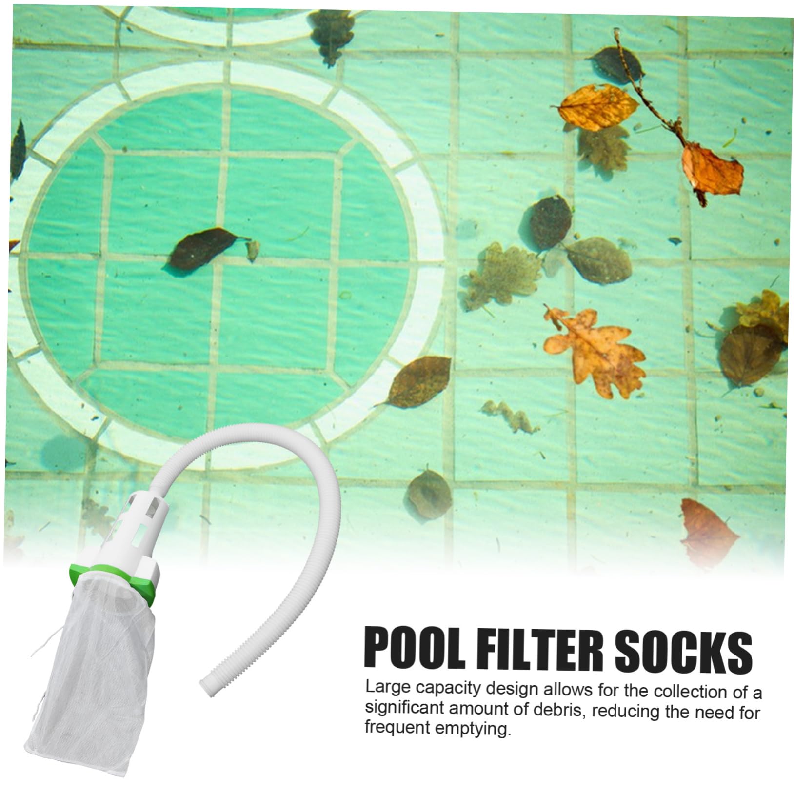 Chaussette Filtrante pour Piscine avec Tuyau et Connecteur, Paquet de Collecte des Feuilles en Abs Blanc, Installation Simple, 1 Lot pour Jardin Extérieur