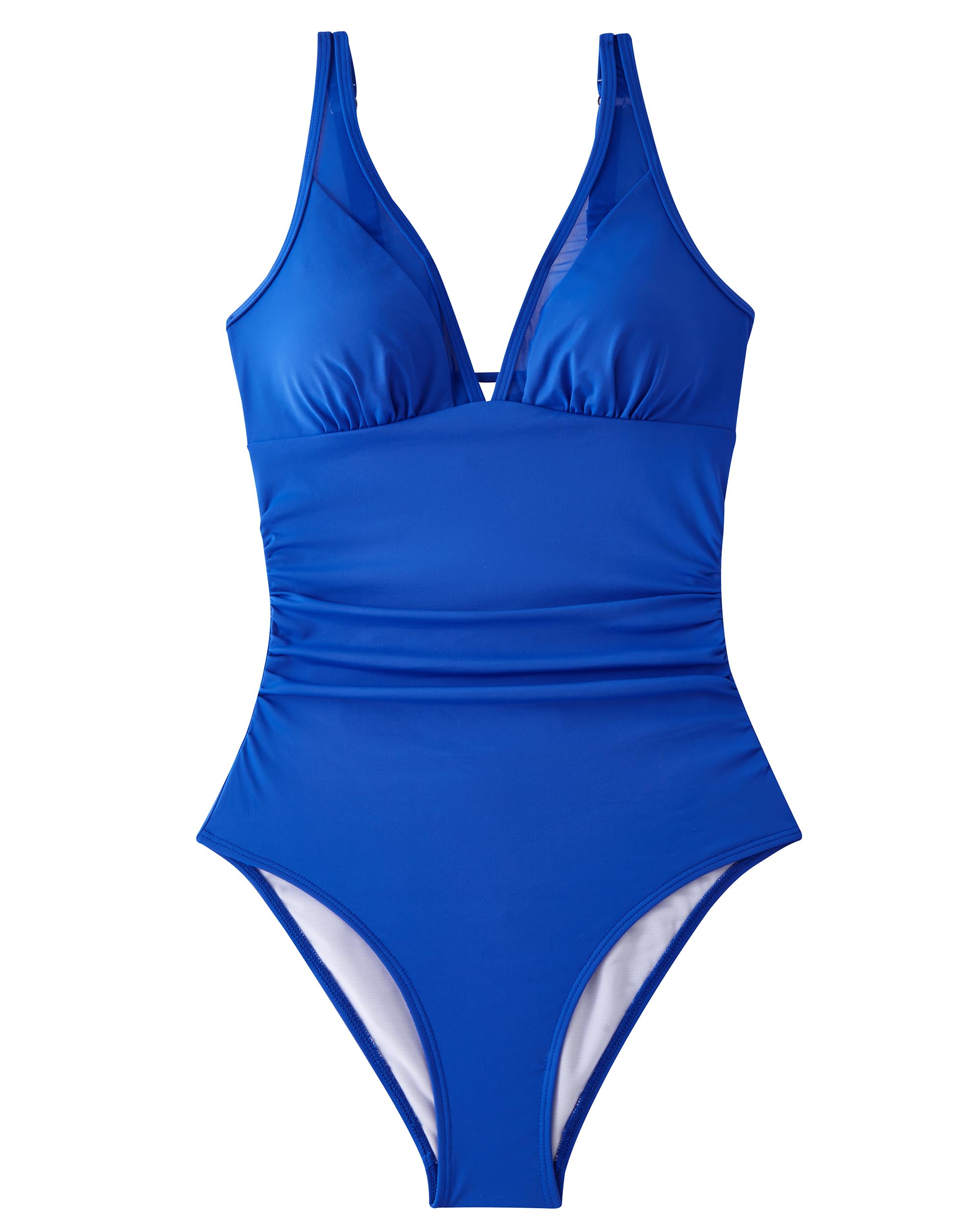 DOULAFASS Traje de baño de malla con cuello en V para mujer, sexy, espalda descubierta, traje de baño de una pieza
