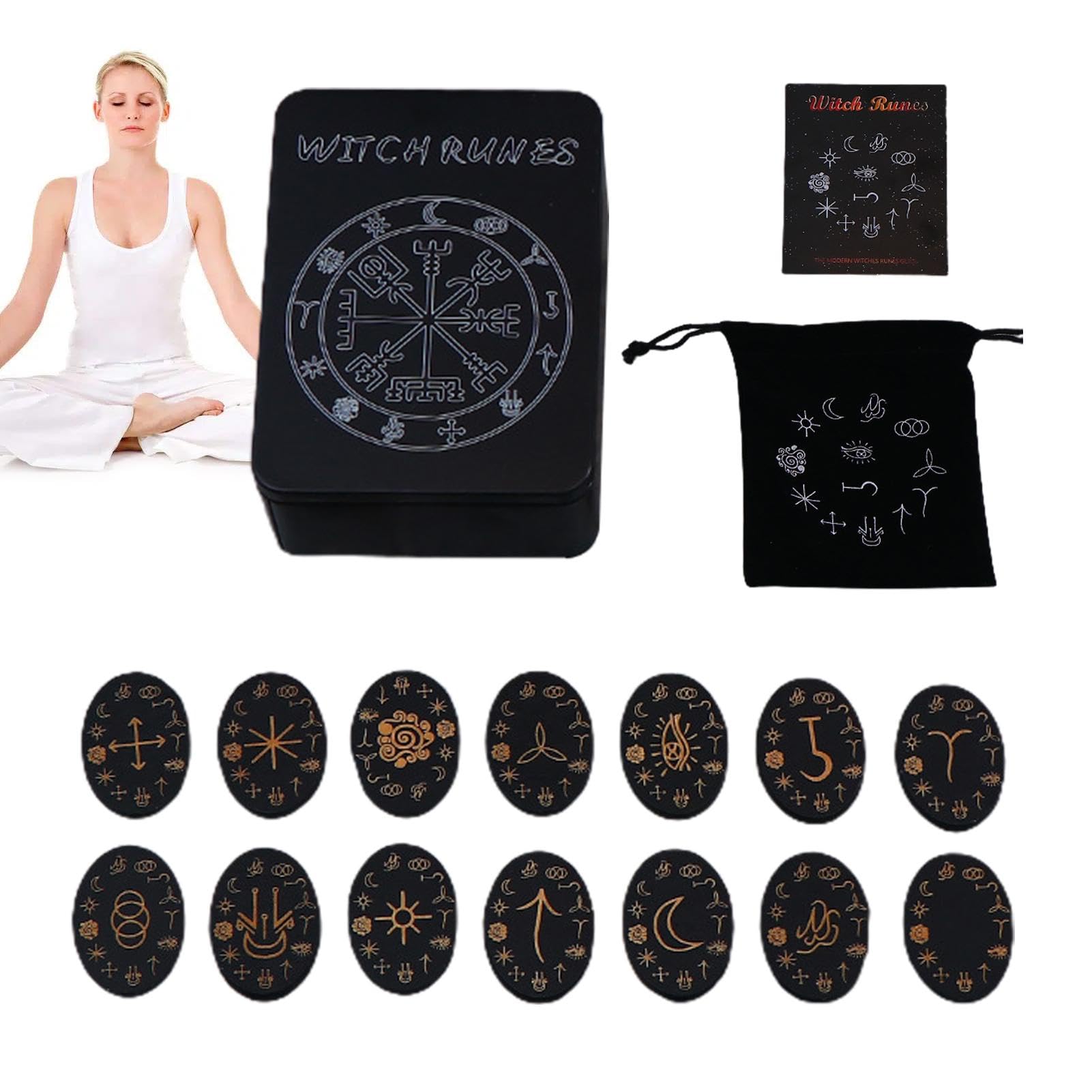 Runensteine-Set Aus Glas Mit Anleitung & Tasche – Für Rituale, Meditation & Deko