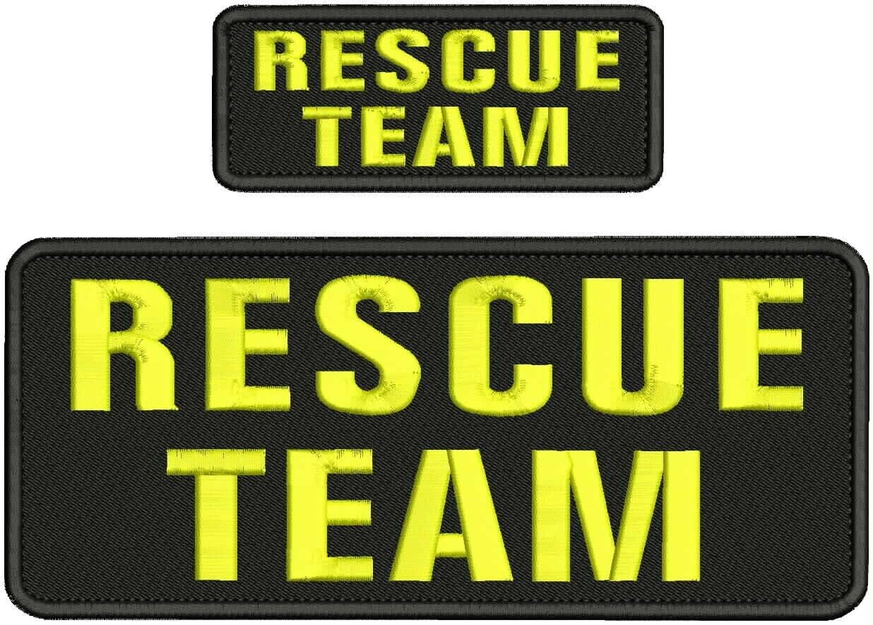 Special Patches for Velcro Patches for Uniform for Rescue Team Embroidery Patches 4x10 and 2x5 Hook Yellow ON Black Model-Q-X988-1949