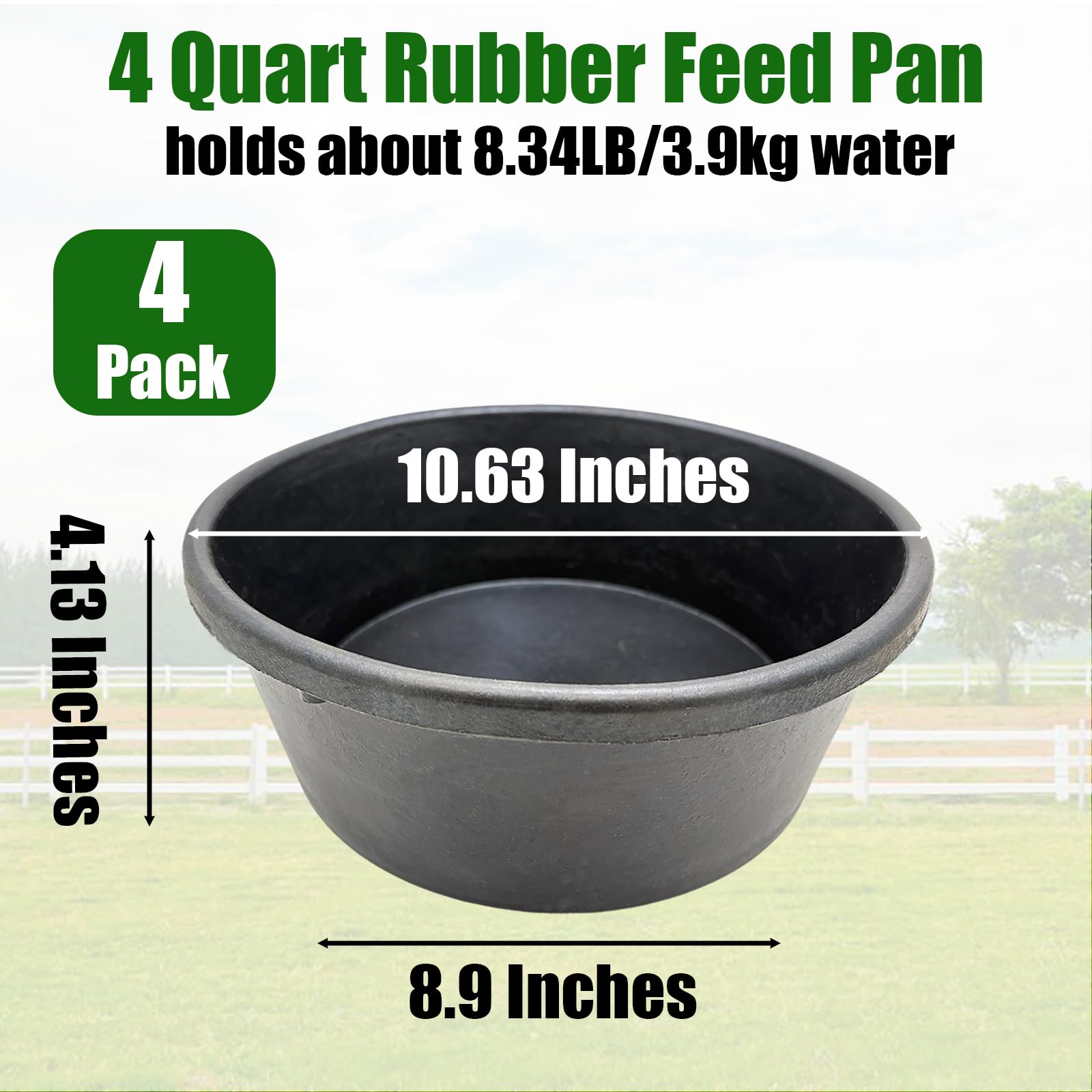 Gummi-Futterschale für Pferde, Ziegen, 4 l, Wasserbehälter für Huhn, Vieh, Geflügel, 4 Stück
