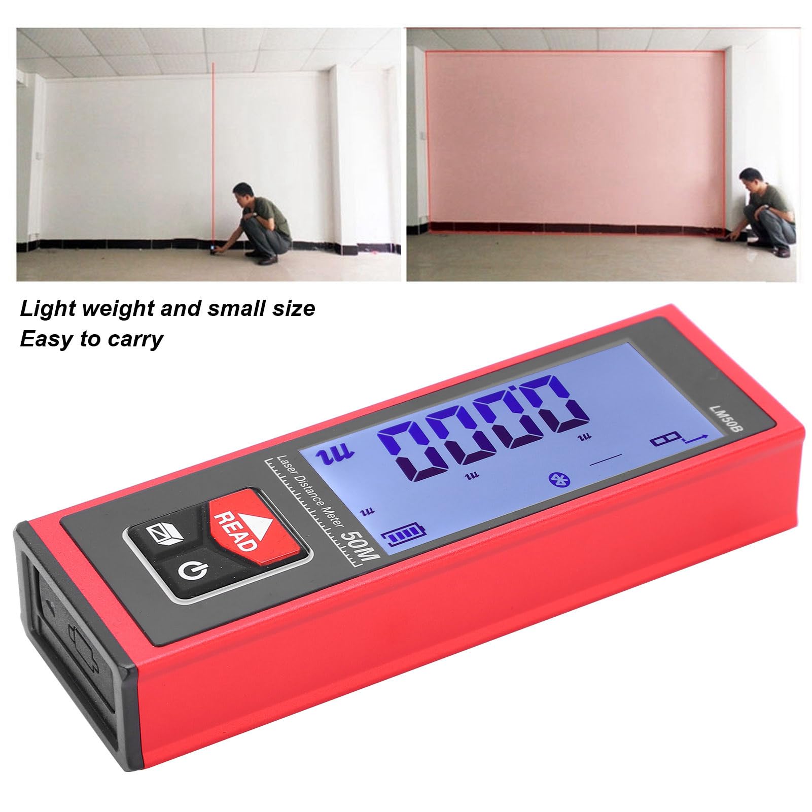 Buscador de Rango láser de Gearwell, medidor de Distancia LM50B 50m, Herramienta de medición de Regla electrónica, Dispositivo de medición láser de Mano, para medición de
