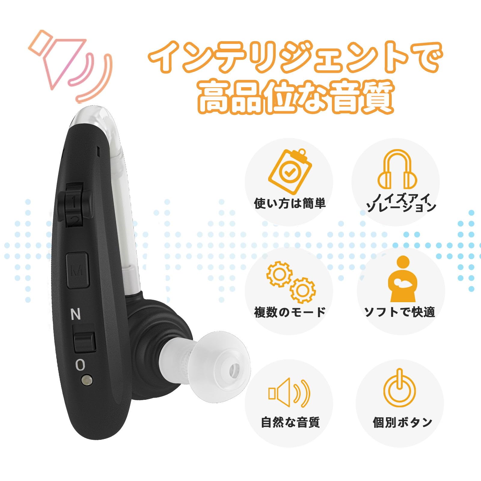 ■　集音器 高齢者向け 音声拡大 雑音抑え 耳掛け式 Amazon.co.jp: Hlfoaih 集音器 高齢者向け 音声拡大 雑音抑え 耳掛け式