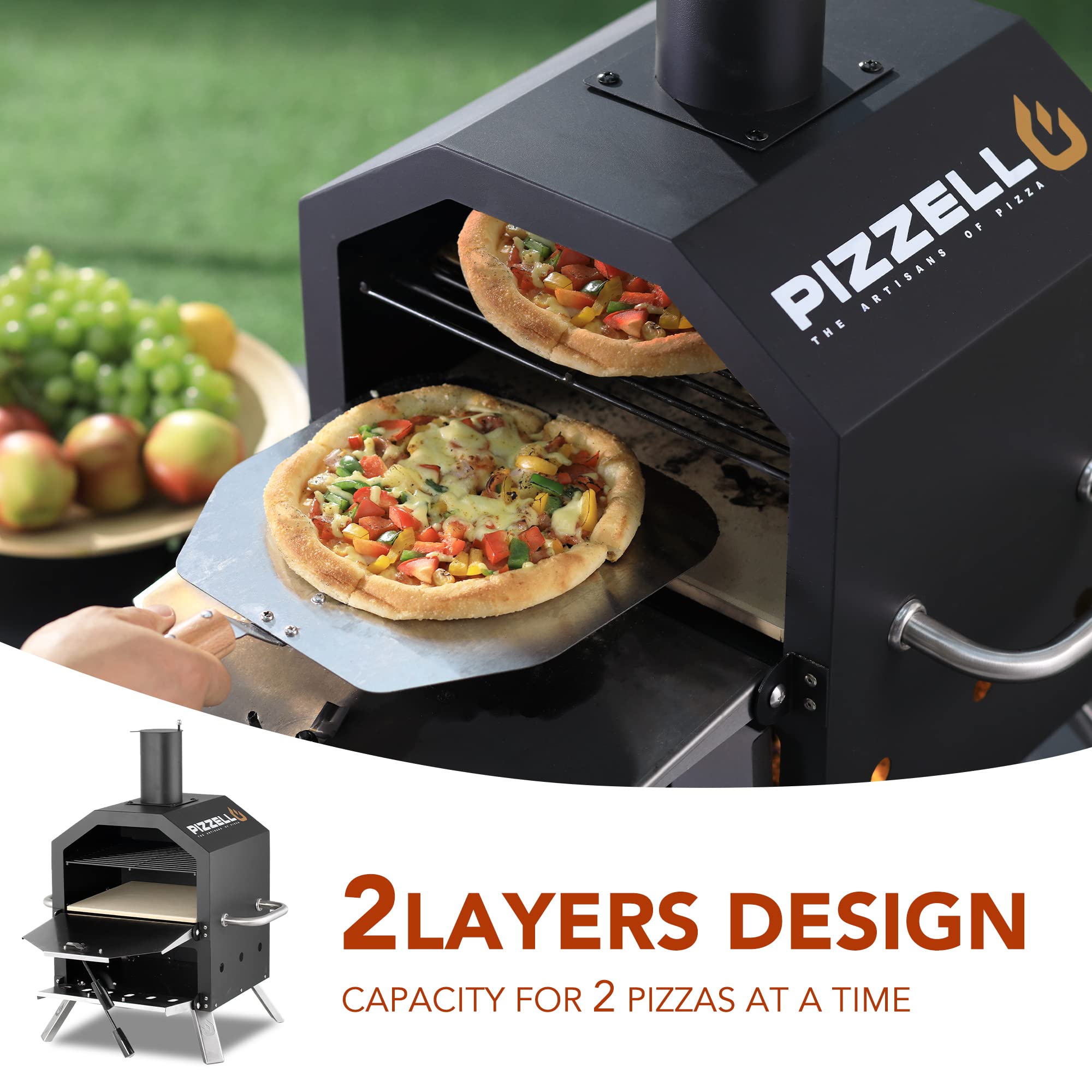 PIZZELLO Pierre à pizza carrée en cordiérite de 30,5 x 30,5 cm, parfaite pour four, barbecue et grill