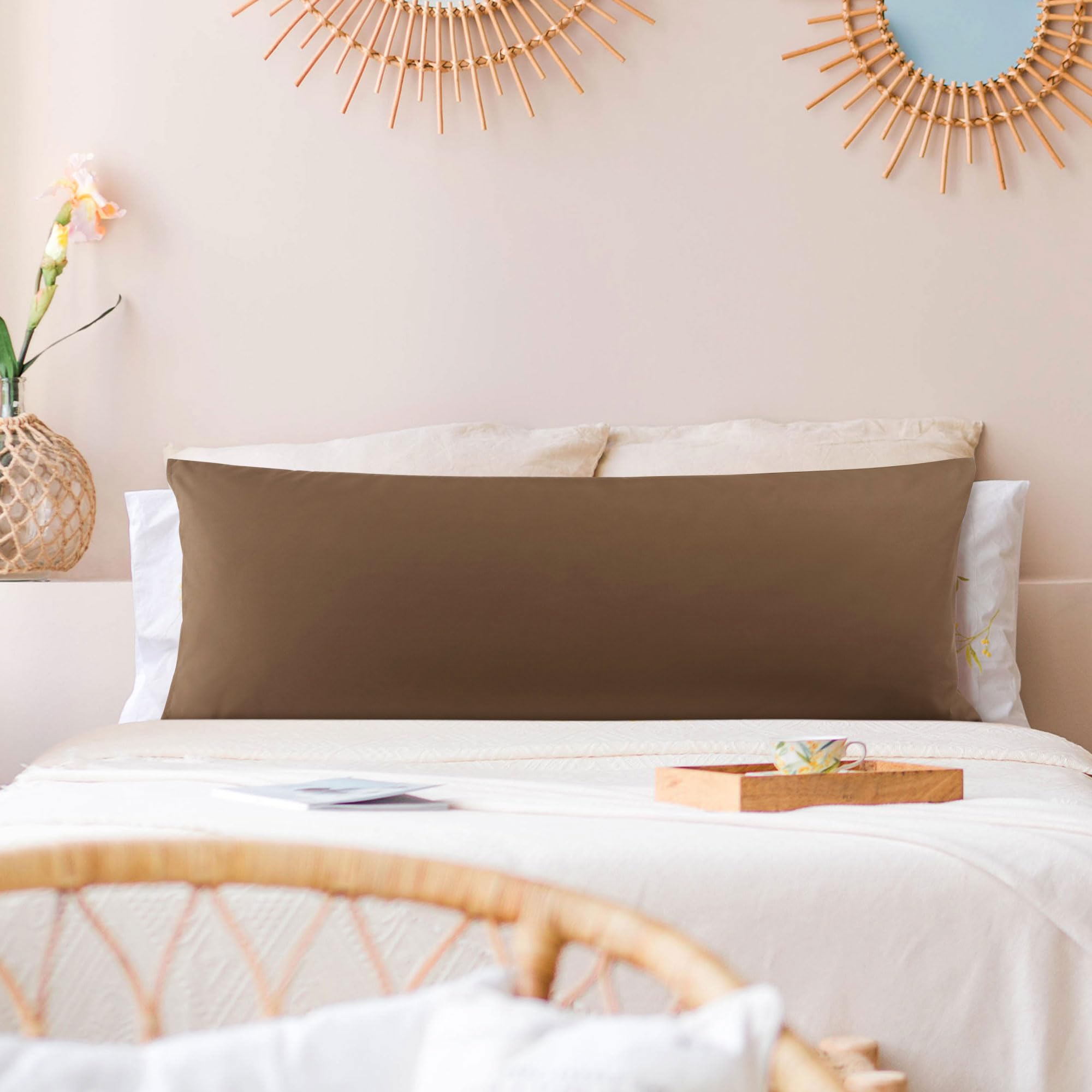 PiccoCasa Set van 2 kussenslopen, 100% microvezel, hoes voor zijslaapkussen, 50 x 160 cm, hoofdkussensloop, lang, decoratieve kussenhoes met hotelsluiting, zwart