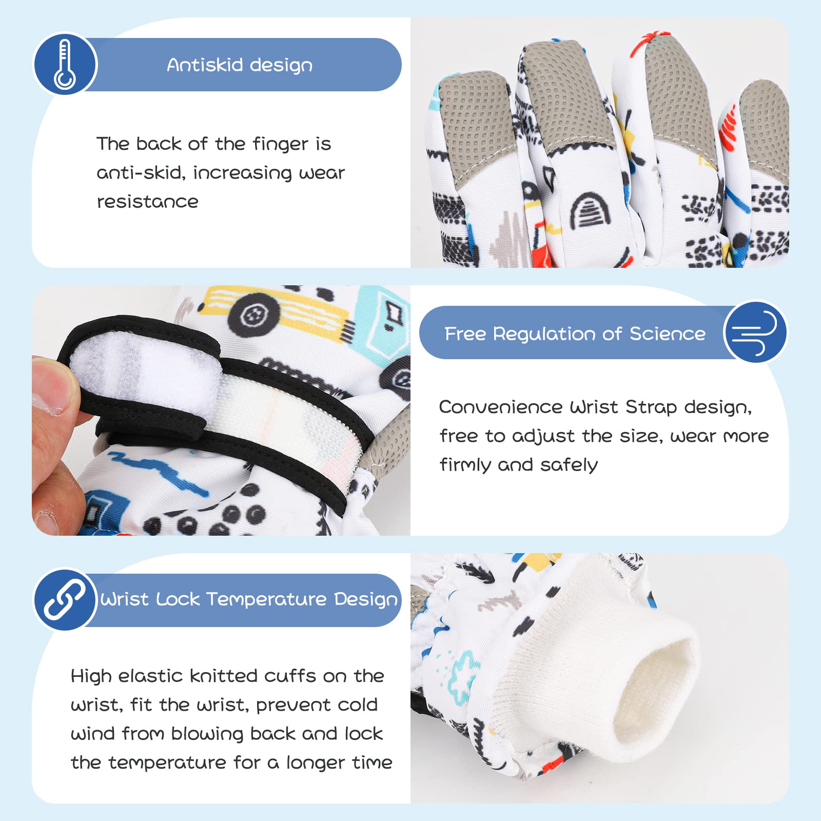 QKURT Kinder Skihandschuhe - Wasserdicht & Warm Für Winter Sport