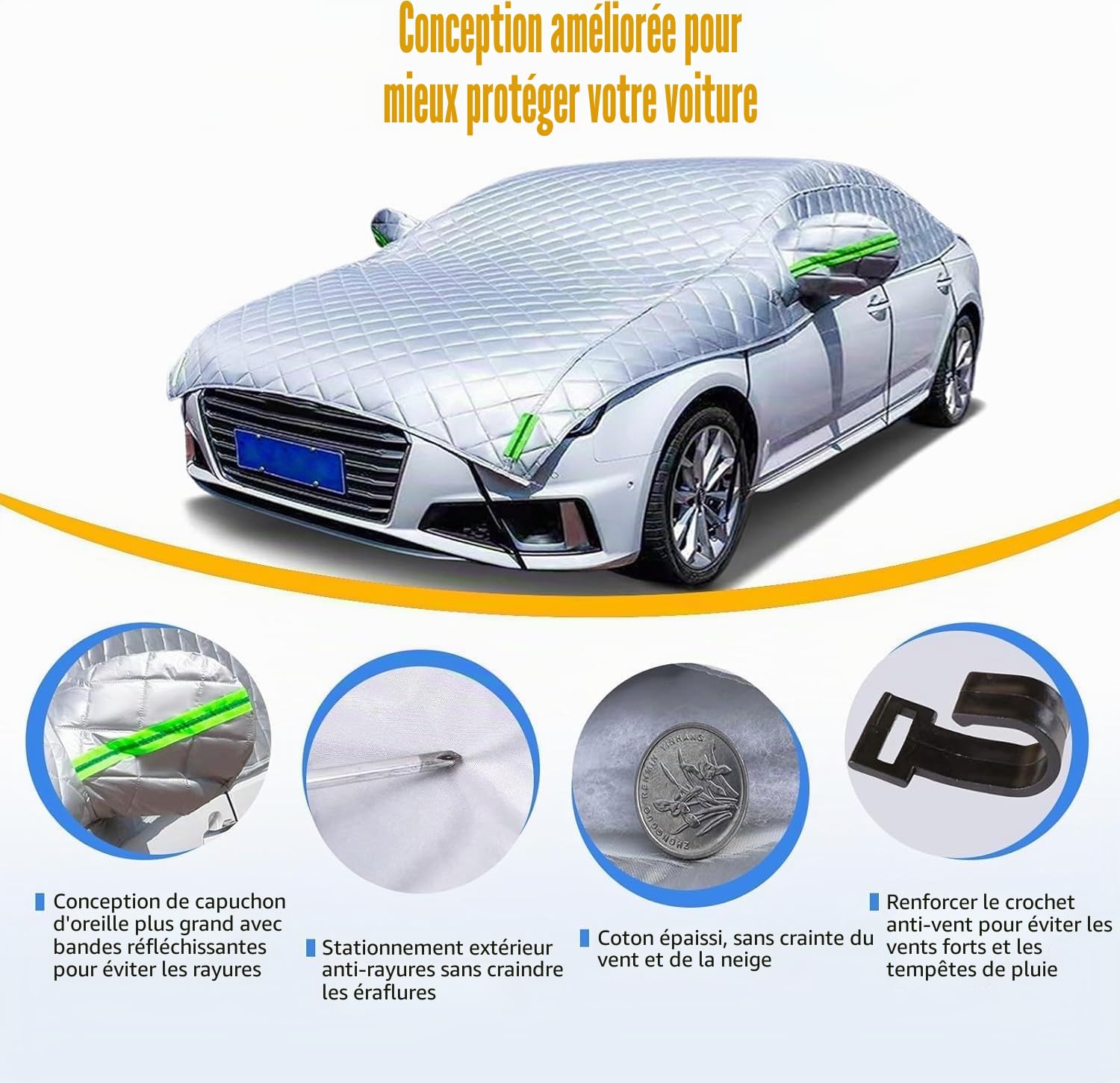 Bache Voiture Exterieur Anti Grele pour Renault Captur 2,Housse De Protection Voiture Extérieur Impermeable,Anti-Neige Anti-Poussière Anti-Pluie Anti-UV vl217kie