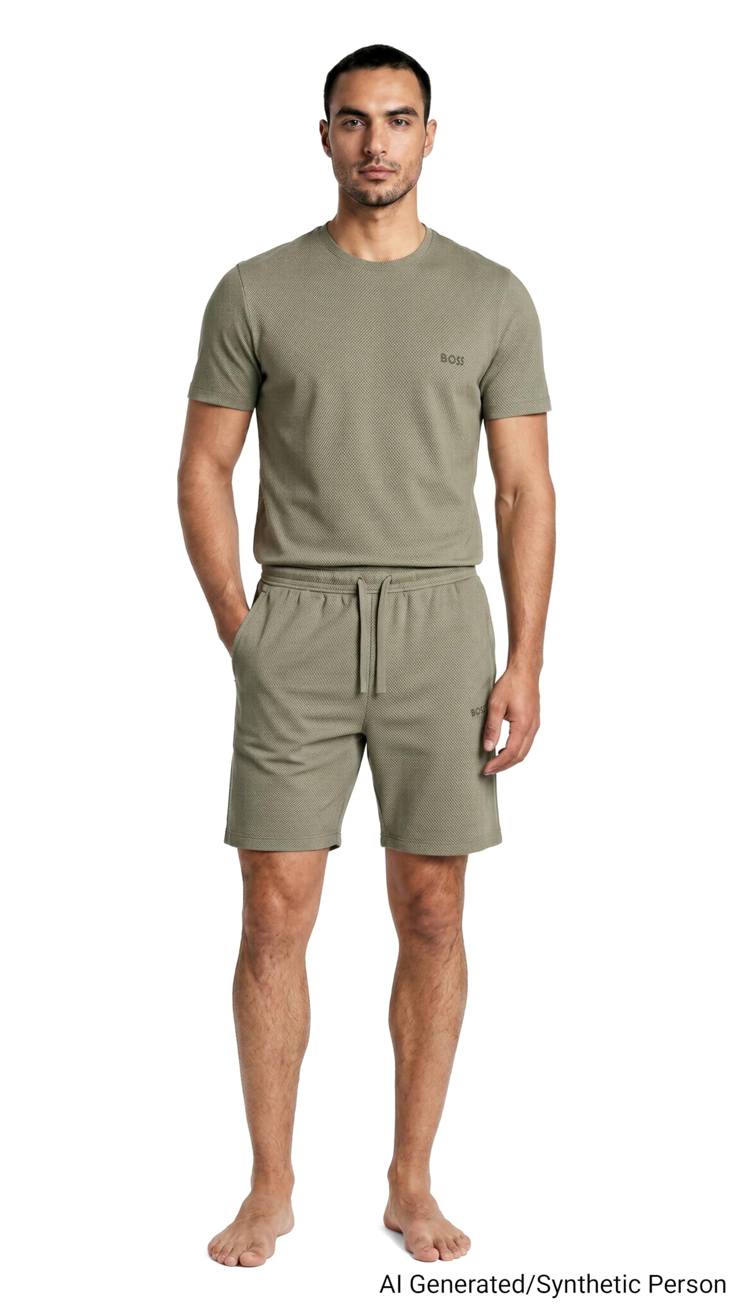 BOSS Men's Waffle Contrast Logo Lounge Shorts