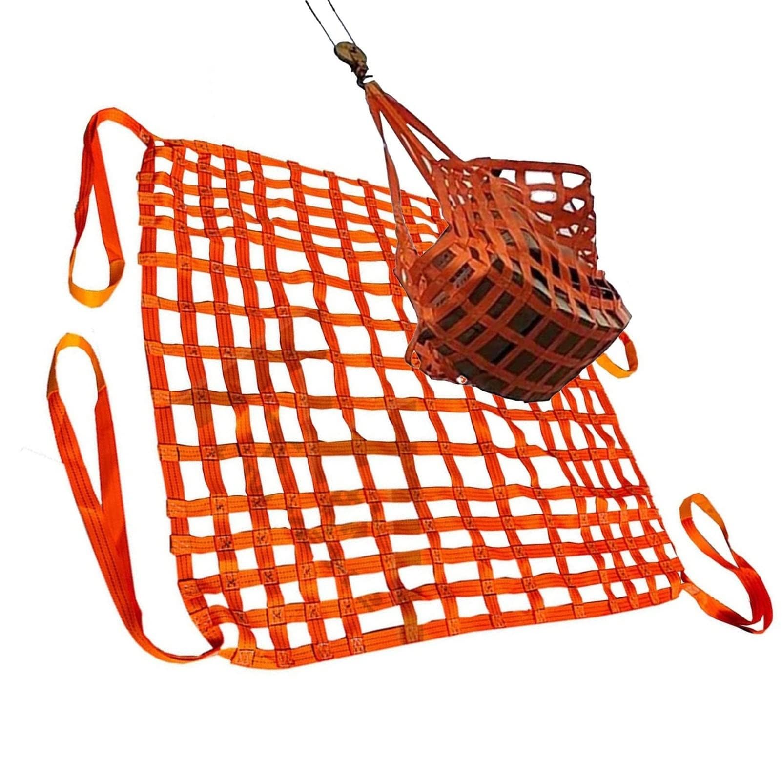 WQPMNYG Cargo Lifting Net-Polyester Cargo Lifting Net,Safety Protection Netting,Bungee Cargo Net,for Port,Freight,Construction Material Handling Straps,Load 0.3-3.5Ton