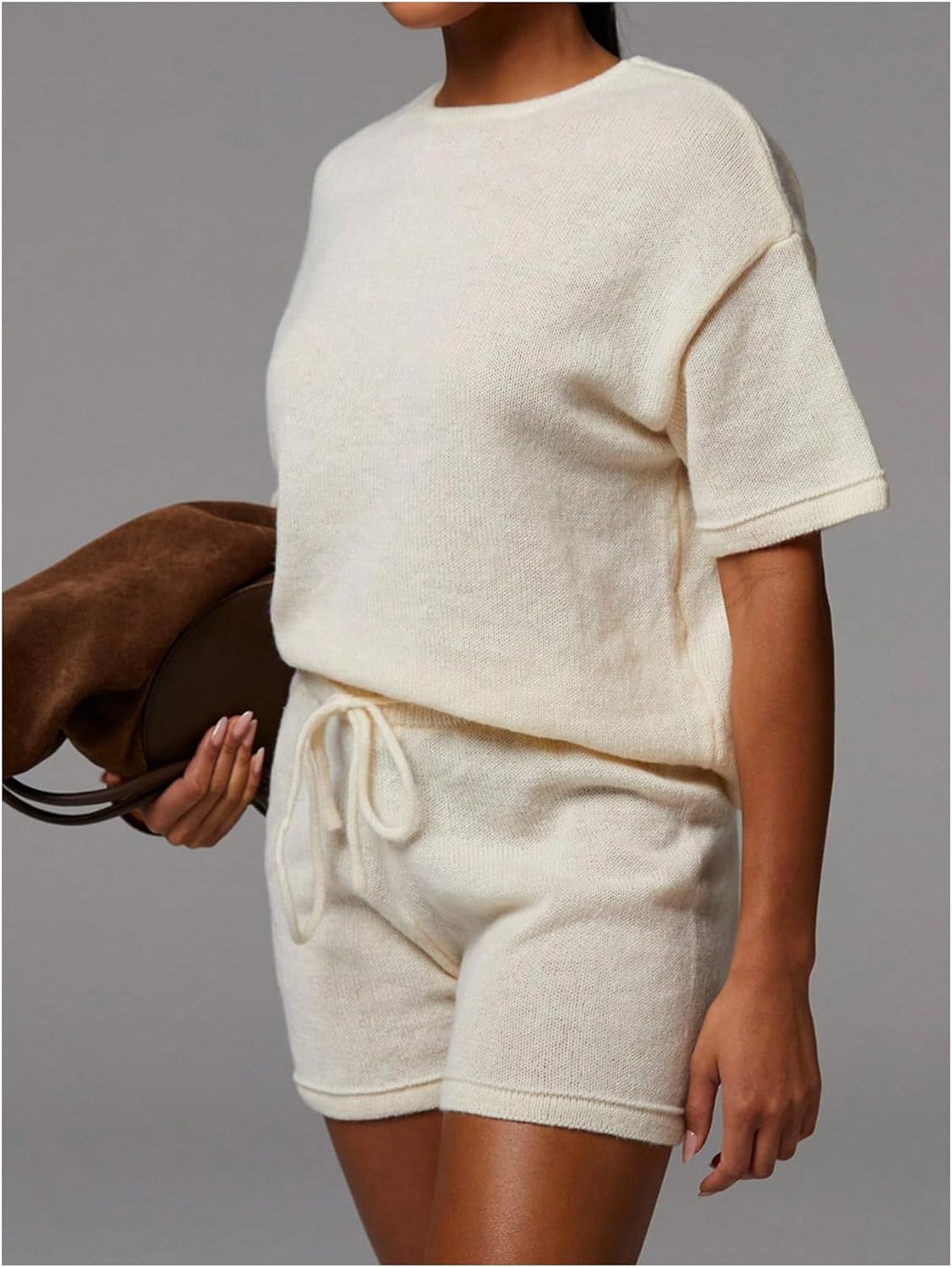 Milumia Women's 2 Piece Outfits Sweater Sets Knit Top Shorts Matching Suits Cute Pajama Lounge Set - Image 3