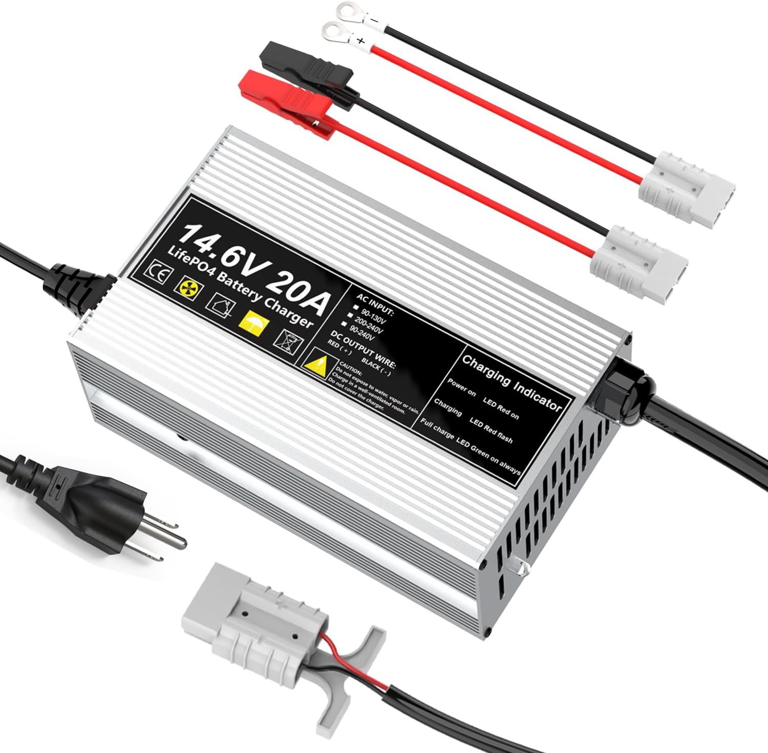 14.6V 30A LiFePO4 Battery Charger 12V 30A Rechargeable Charger for Lithium Iron Phosphate Battery