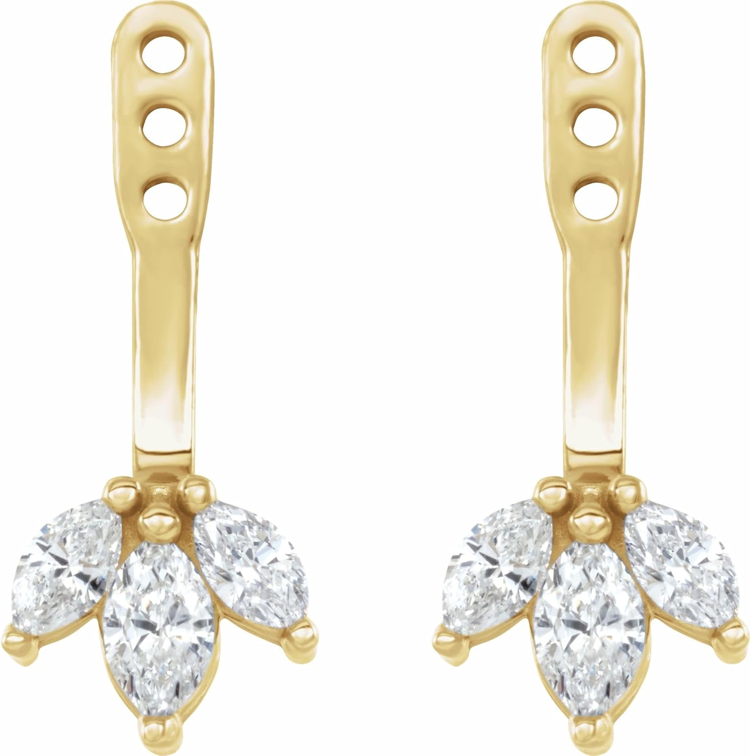 14k Yellow Gold 1/4 CTW Natural Diamond Cluster Front-Back Earring Jackets
