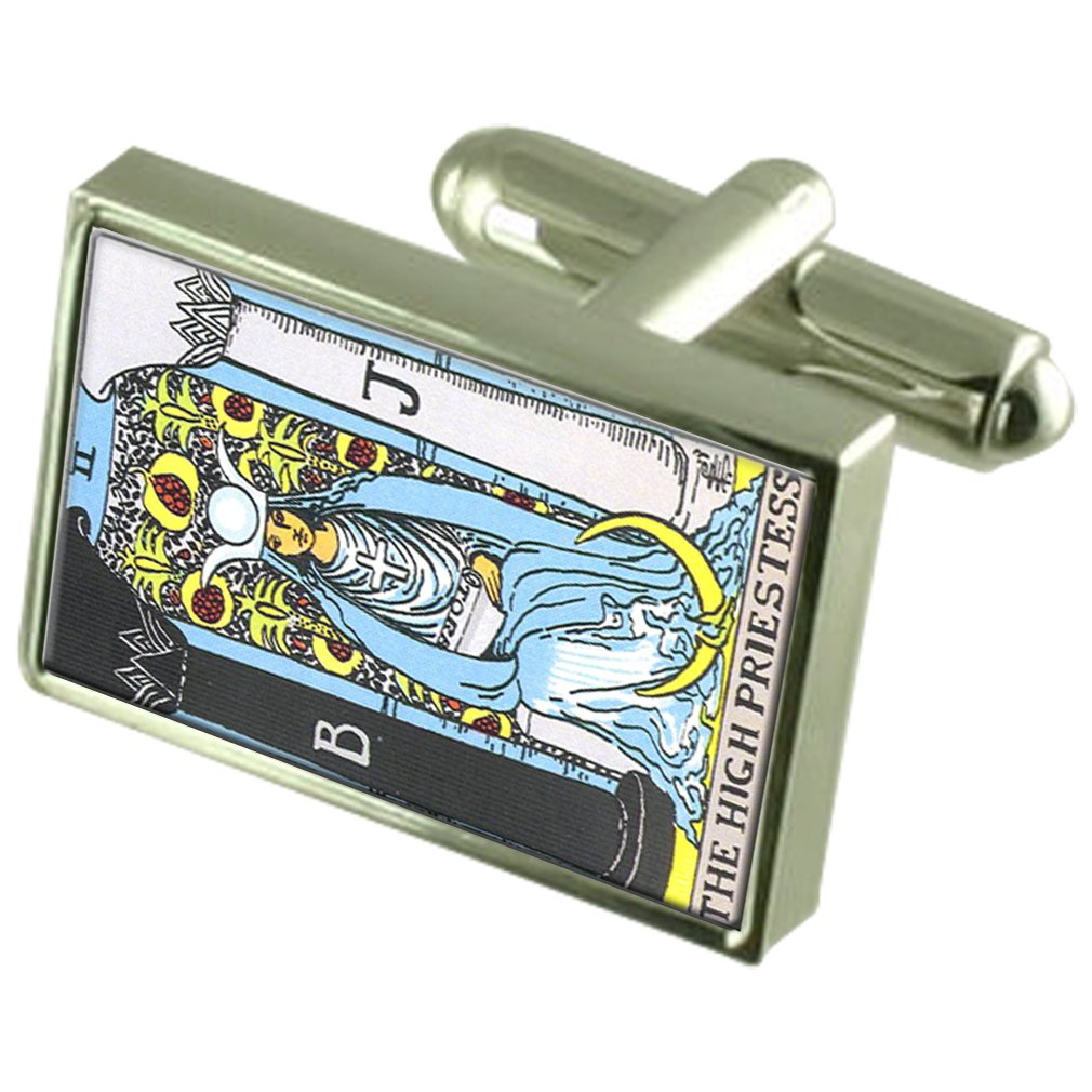 Select Gifts Tarot Priestess Card Cufflinks Engraved Message Box