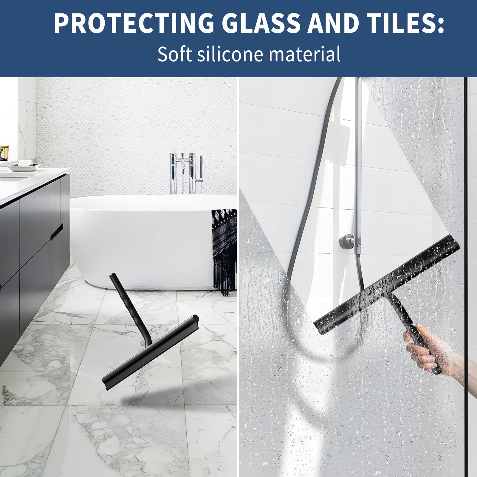 IVOXO Duschabzieher Silikon 25cm - Streifenfrei Für Glas & Spiegel