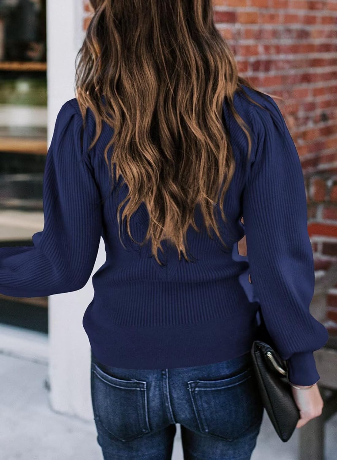 FEKOAFE Womens Sweaters Casual 2025 Fall Long Sleeve Tops Ribbed Knit Pullover Sweaters - Image 6