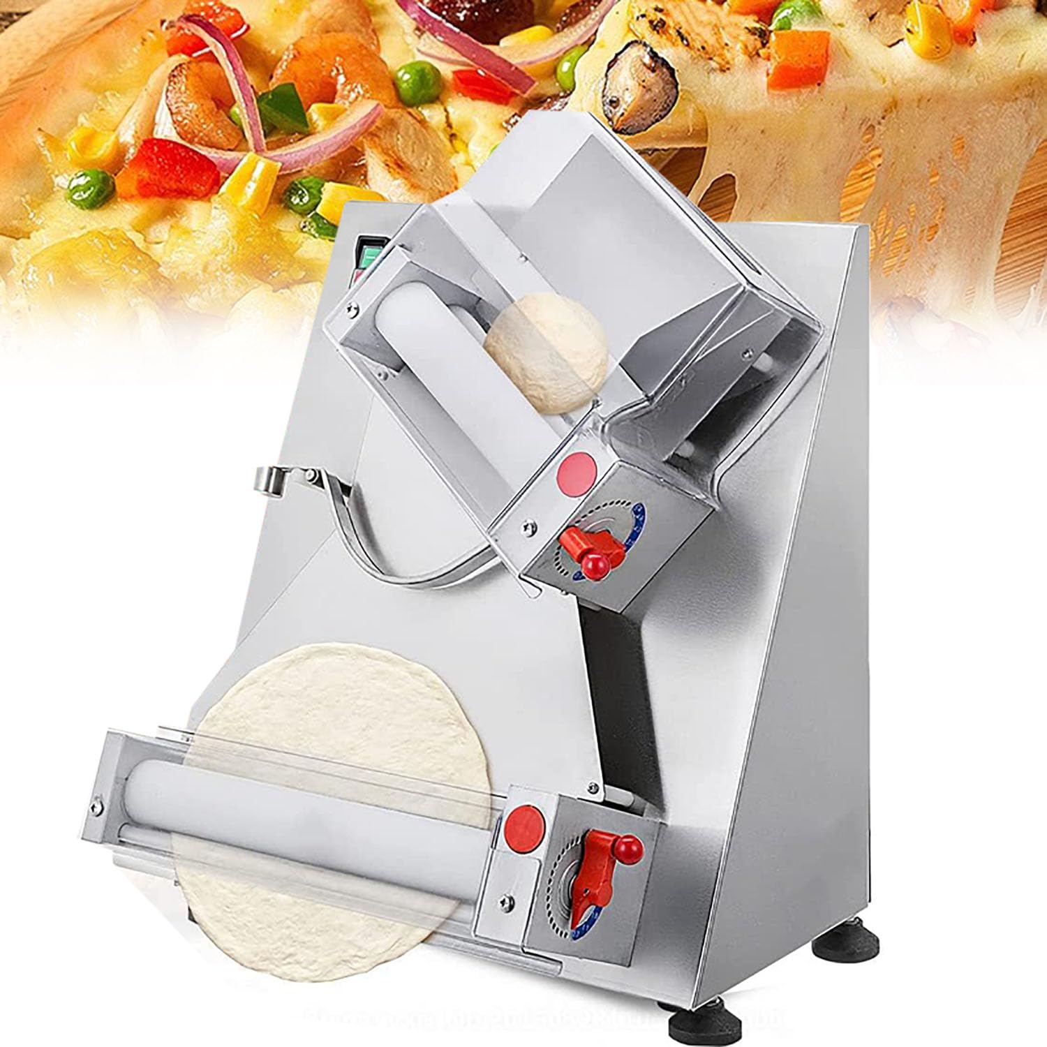COYEUX Laminadora de Rodillo para Masa para Pizza de 600 W, 30 máquinas prensadoras de Masa automáticas comerciales, Espesor Ajustable de 1 a 5,5 mm, para enrollar Pizza y Varios Pasteles de Masa