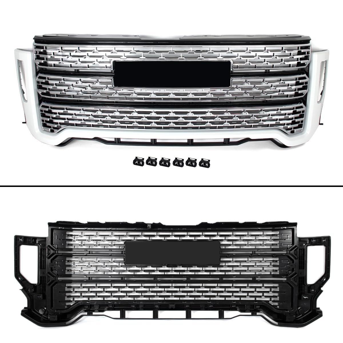 HECASA 3-Piece Glossy Black Grille Insert For 2020-2023 GMC Sierra 2500/3500 HD AT4 & SLT Models